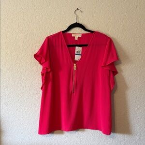 MK Michael Kors Pink Ruffle Sleeve Blouse